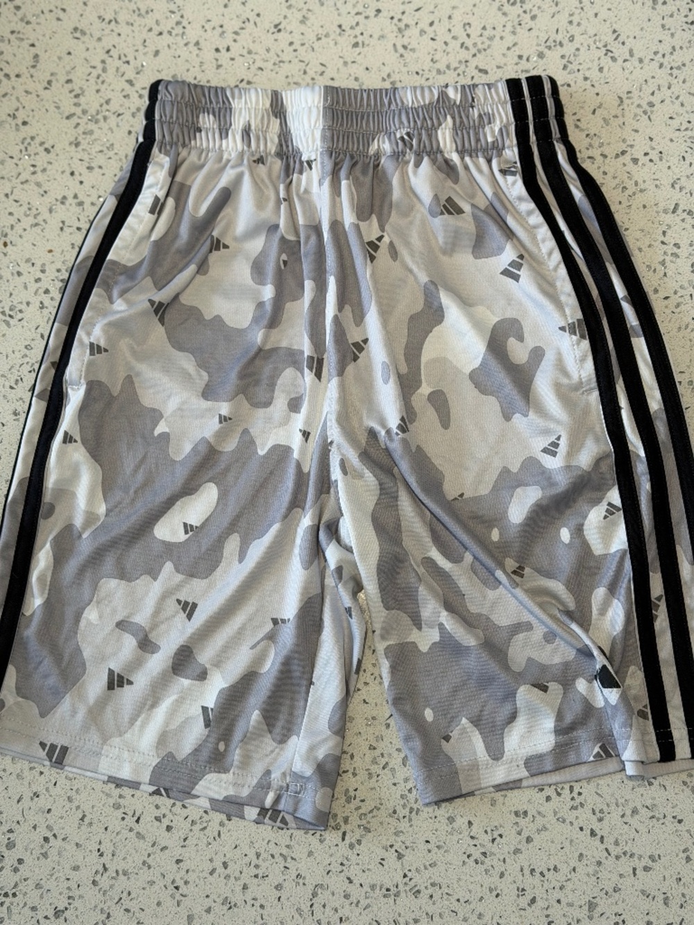 Adidas Gray & White Camouflage Long Shorts Kids / Boys Size 10/12